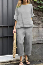 Lavinque outfit set Gris / S Ensemble Lin Oversize | Décontracté | Léger et Élégant