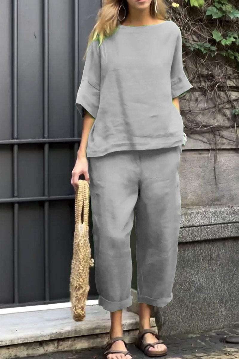 Lavinque outfit set Gris / S Ensemble Lin Oversize | Décontracté | Léger et Élégant