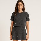 Lavinque Outfit set Gris / S Ensemble Noir Fleuri | Jupe & T-Shirt | Look Estival Féminin