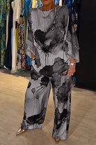 Lavinque outfit set Gris / S Ensemble Satin Imprimé | Multicolore | Élégance et Fluidité