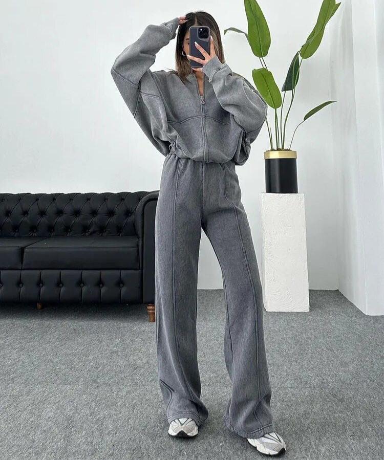 Lavinque outfit set Gris / S Ensemble Sweat et Pantalon | Confortable | Style Décontracté