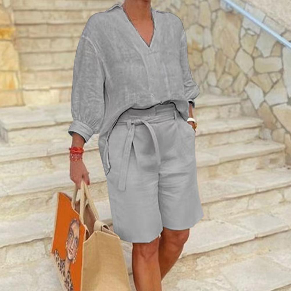 Lavinque outfit set Gris / S Outfit Set en Lin | Bleu Ciel | Léger et Estival