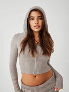 Lavinque Outfit set Gris / XS Ensemble Crop & Jogging Maille | Gris Taupe | Sexy & Confort Cosy