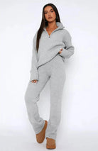 Lavinque Outfit set Gris / XS Ensemble Détente Zippé | Gris Chiné | Douceur et Style Décontracté
