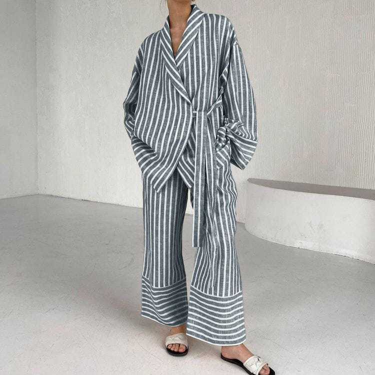 Lavinque outfit set Gris / XS Ensemble Rayé Femme | Confort | Chic Décontracté