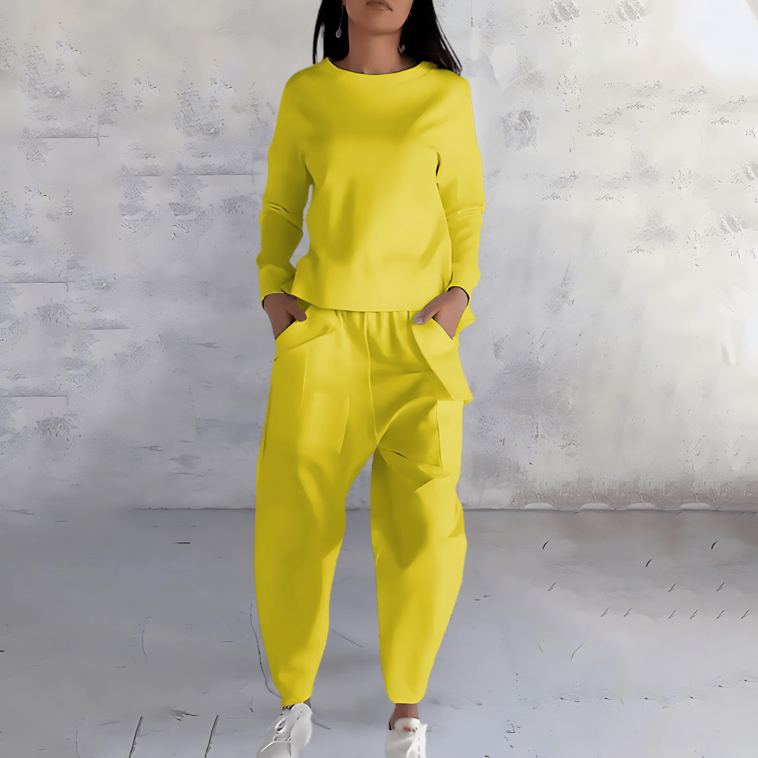 Lavinque Outfit set Jaune / S Ensemble Décontracté en Coton | Blanc | Minimaliste et Confort Absolu
