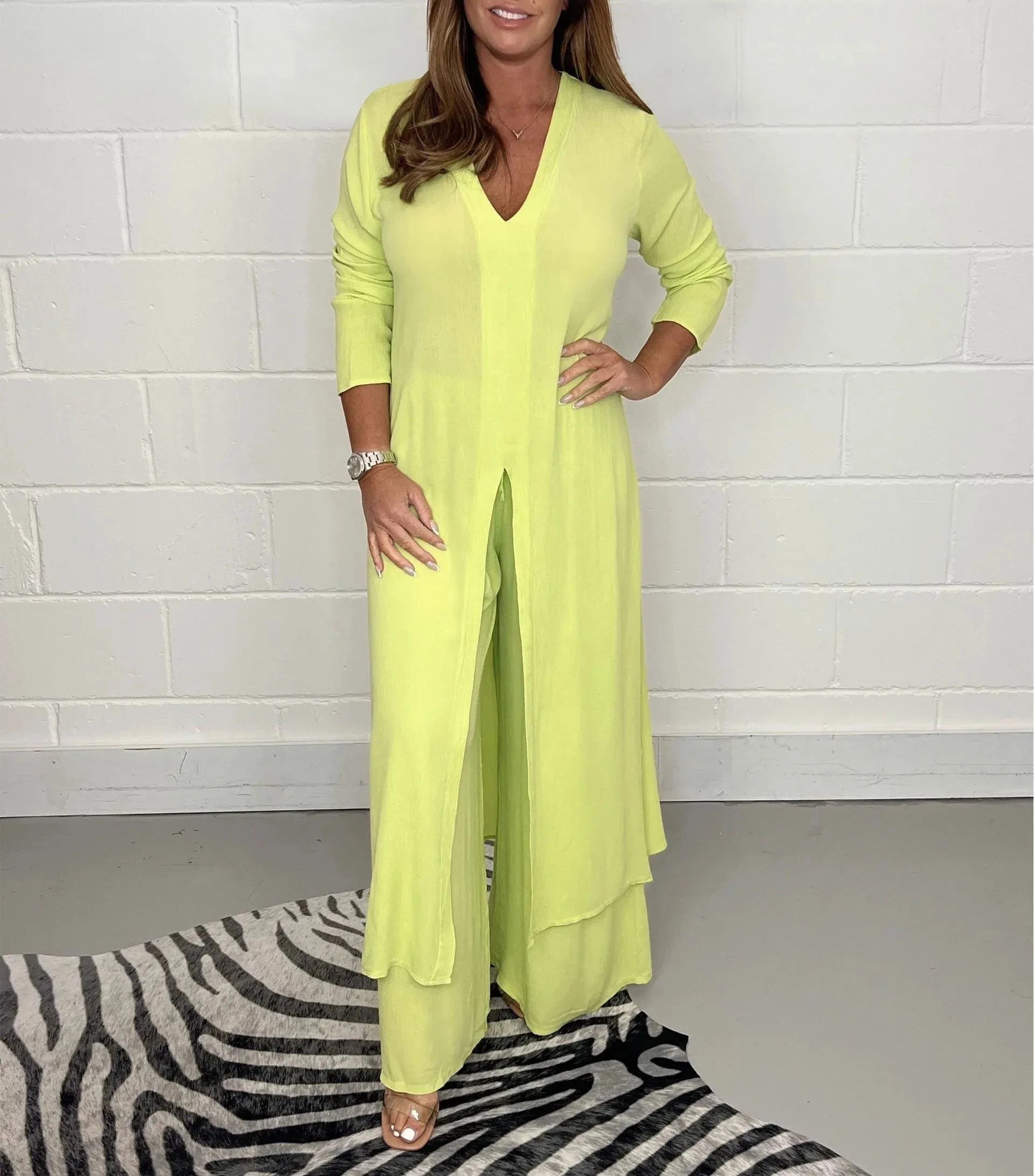Lavinque Outfit set Jaune / S Ensemble Élégance Fluide | Vert Sauge | Chic et Confortable