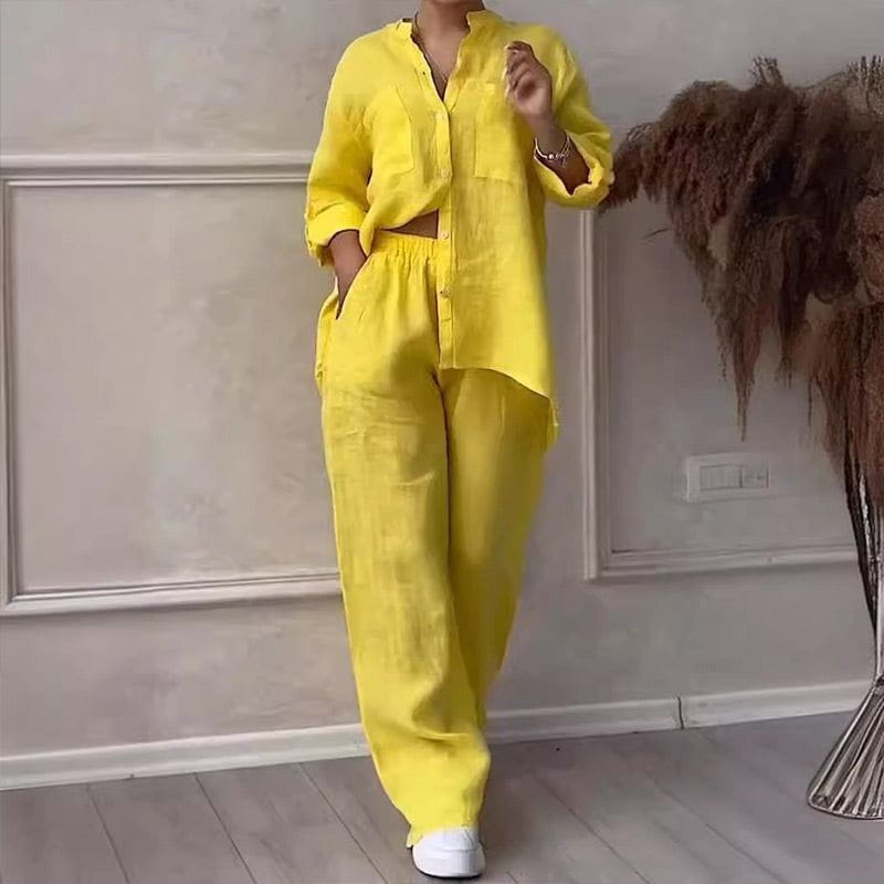 Lavinque outfit set Jaune / S Ensemble Lin Chemise et Pantalon | Minimaliste | Léger et Élégant