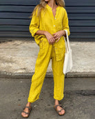 Lavinque outfit set Jaune / S Ensemble Lin Femme | Chemise et Pantalon | Léger et Élégant