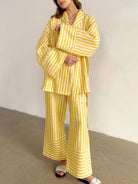 Lavinque outfit set Jaune / S Ensemble Rayé Femme | Confort | Chic Décontracté