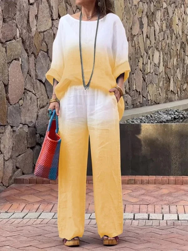 Lavinque outfit set Jaune / XS Ensemble Dégradé Lin & Coton | Élégance Décontractée | Confort Naturel