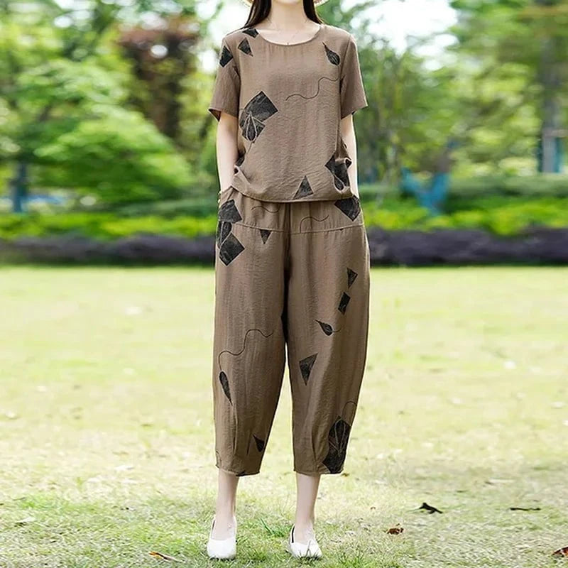 Lavinque outfit set Kaki / L Ensemble Décontracté en Lin | Léger & Confortable | Style Bohème