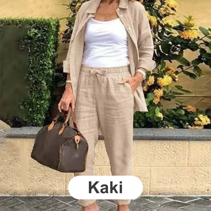 Lavinque outfit set Kaki / M Ensemble en Lin | Confortable | Élégant et Décontracté