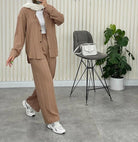 Lavinque outfit set Kaki / M Ensemble Pantalon & Chemise | Look Moderne | Élégance Décontractée