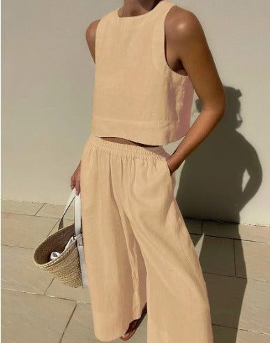 Lavinque outfit set Kaki / S Ensemble Lin Deux Pièces | Élégance Minimaliste | Léger & Respirant