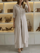 Lavinque outfit set Kaki / S Ensemble Long en Lin | Élégance Naturelle | Confort &  Légèreté