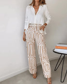 Lavinque outfit set Kaki / S Pantalon Large Imprimé | Élégance Graphique | Confort &  Modernité