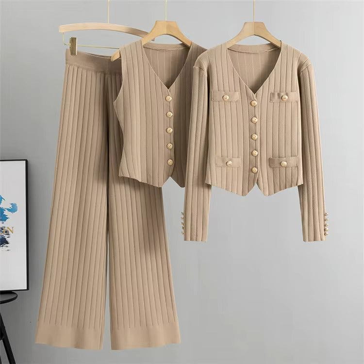 Lavinque outfit set Kaki / Taille Unique Ensemble Tricot Élégant | 3 Pièces | Chic & Confortable