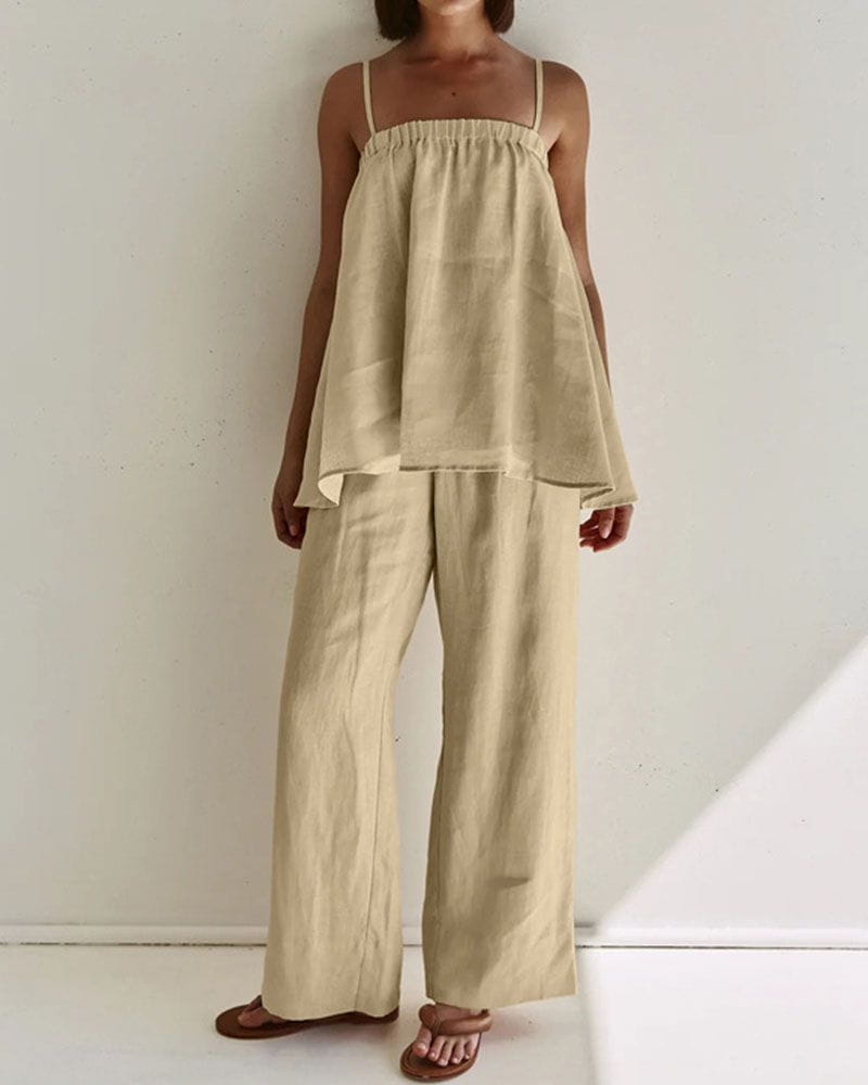 Lavinque outfit set Kaki / XS Ensemble Lin Décontracté | Naturel | Léger et Élégant