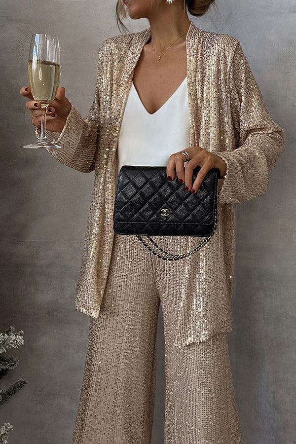 Lavinque outfit set L'or / S Ensemble Paillettes Blazer et Pantalon | Soirée | Élégance et Éclat