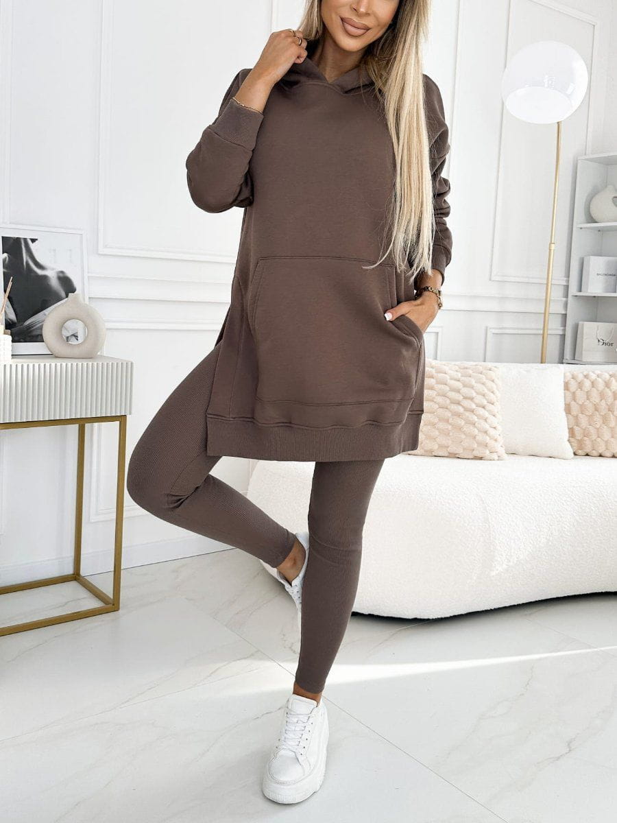 Lavinque Outfit set Marron café / S Ensemble Loungewear Femme | Confort Douillet | Marron Chocolat