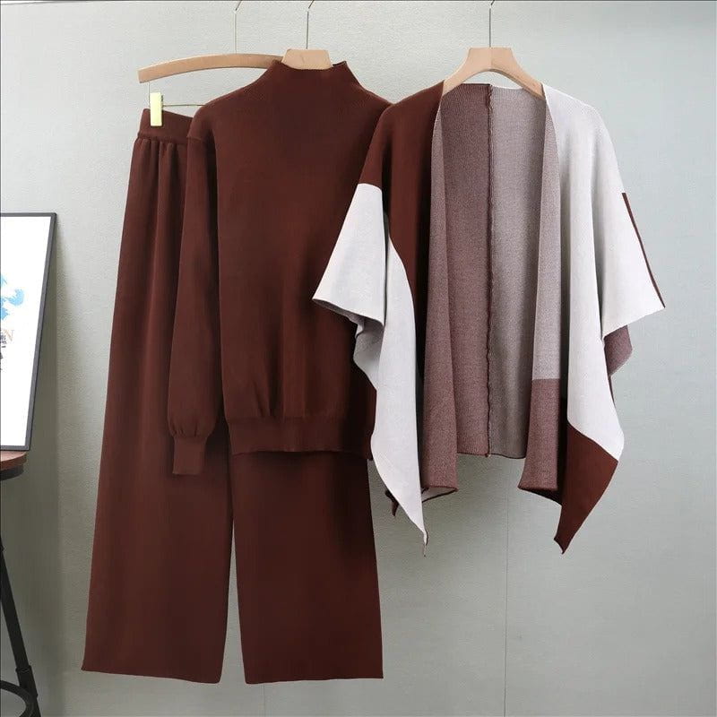 Lavinque outfit set Marron foncé / Taille Unique Ensemble Tricot | Confort et Élégance | Tendance Automne-Hiver