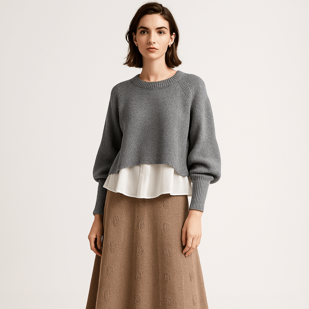 Lavinque Outfit set Marron Gris / XS Ensemble Jupe Longue & Pull Oversize | Tricot | Élégant et Douillet