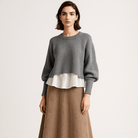 Lavinque Outfit set Marron Gris / XS Ensemble Jupe Longue & Pull Oversize | Tricot | Élégant et Douillet