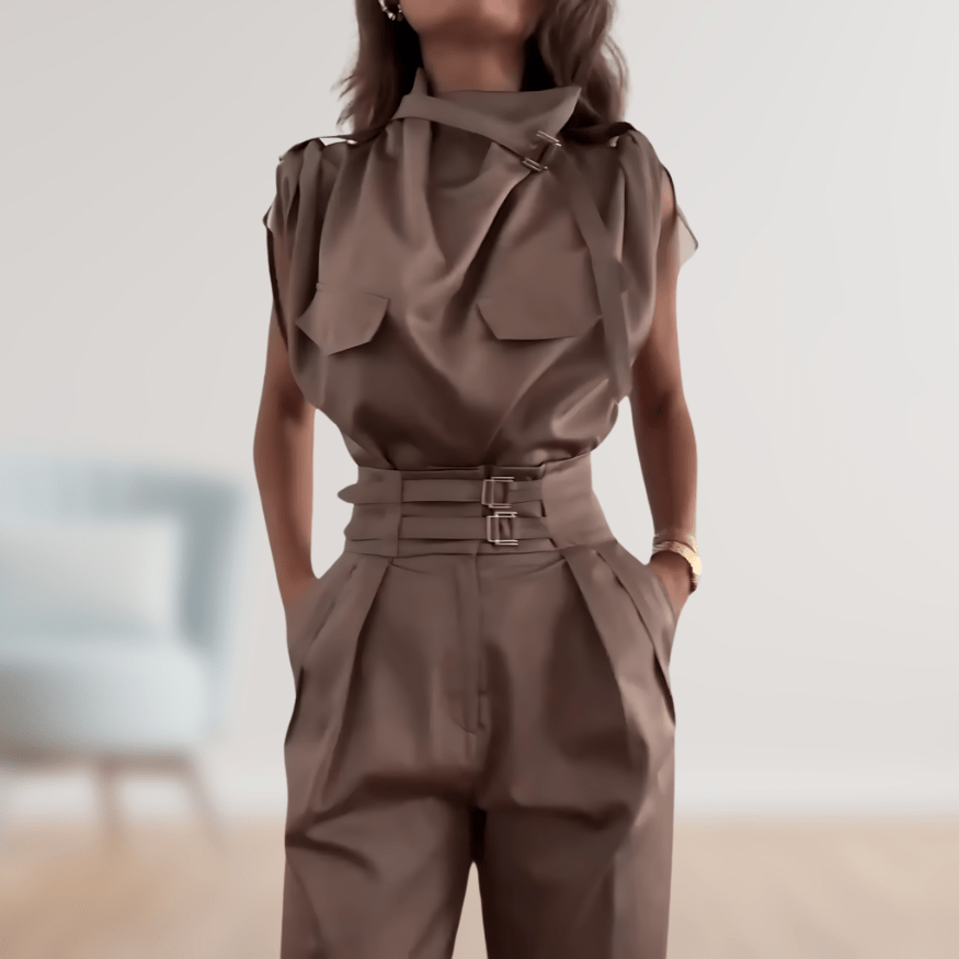 Lavinque outfit set Marron / S Combinaison Utility Chic | Élégance Structurée | Look Moderne