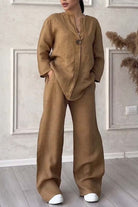 Lavinque outfit set Marron / S Ensemble Lin Deux Pièces | Élégance Décontractée | Léger & Respirant