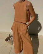 Lavinque outfit set Marron / S Ensemble Lin Deux Pièces | Élégance Minimaliste | Léger & Respirant
