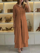Lavinque outfit set Marron / S Ensemble Long en Lin | Élégance Naturelle | Confort &  Légèreté
