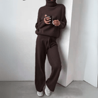 Lavinque outfit set Marron / S Ensemble Tricoté à Col Roulé | Élégance Décontractée | Doux & Confortable