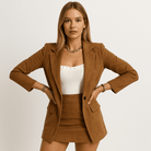 Lavinque Outfit set Marron / S Tailleur Jupe Camel | Blazer Structuré & Mini-Jupe | Chic Urbain