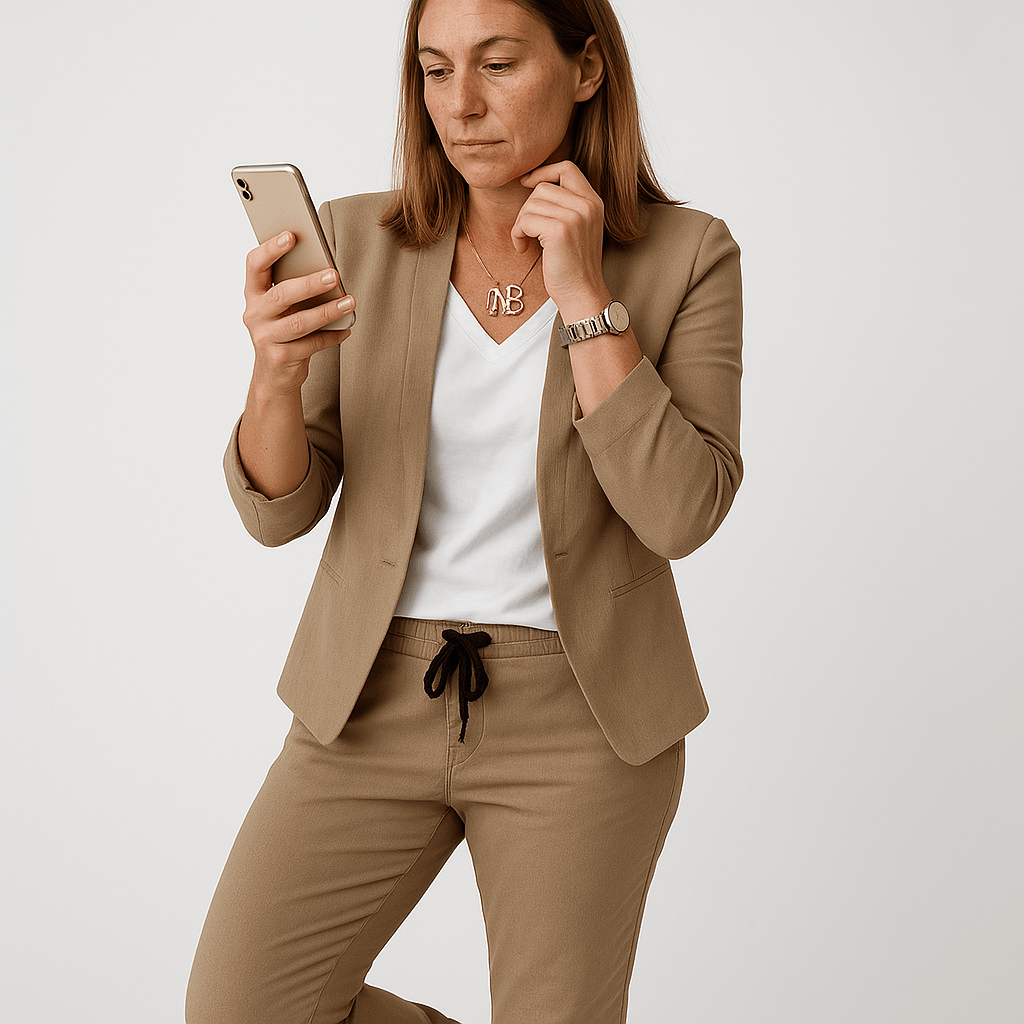 Lavinque Outfit set Marron / S Tailleur Pied-de-Poule Gris | Confort Moderne | Look Business Casual