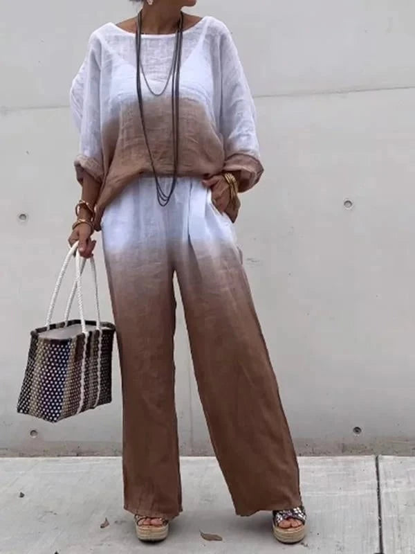Lavinque outfit set Marron / XS Ensemble Dégradé Lin & Coton | Élégance Décontractée | Confort Naturel
