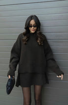 Lavinque Outfit set Marron / XS Ensemble Pull & Jupe | Bordeaux Profond | Look Automnal Chic