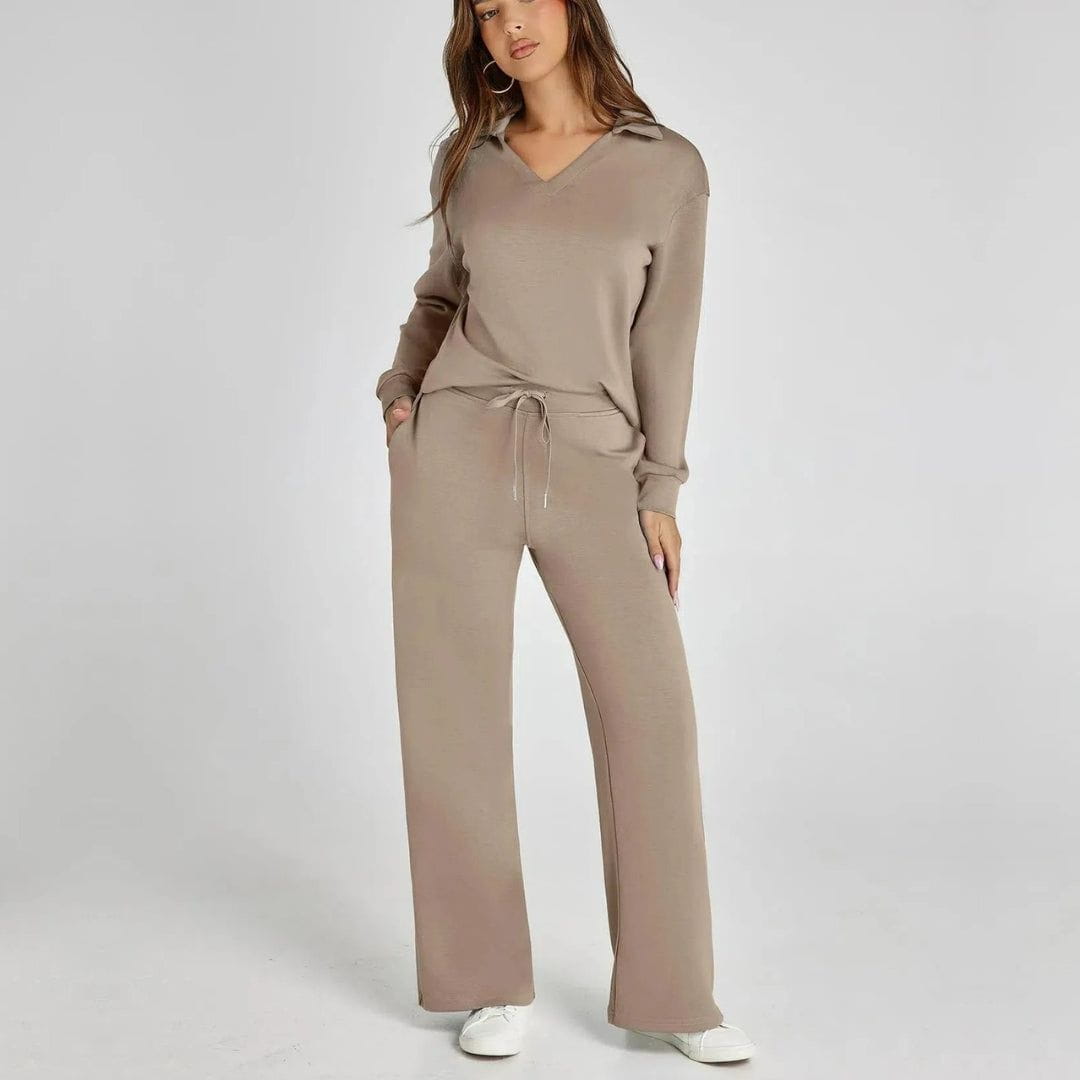 Lavinque outfit set Marron / XS Ensemble Pull & Pantalon Large | Confort & Élégance | Look Décontracté