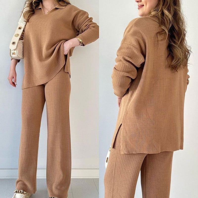 Lavinque outfit set Marron / XS Ensemble tricot élégant | Beige | Confort et style minimaliste