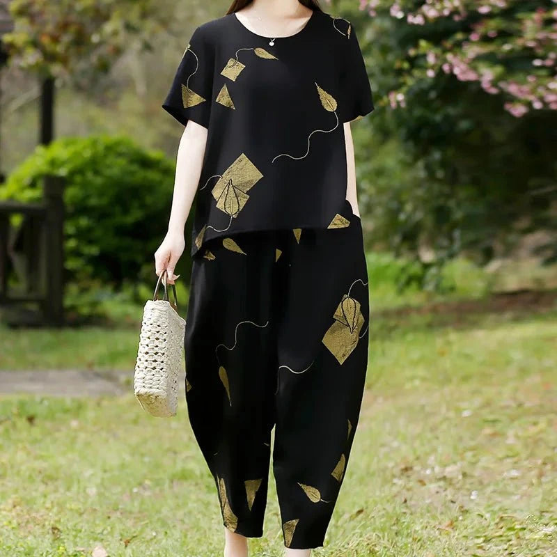 Lavinque outfit set Noir / L Ensemble Décontracté en Lin | Léger & Confortable | Style Bohème