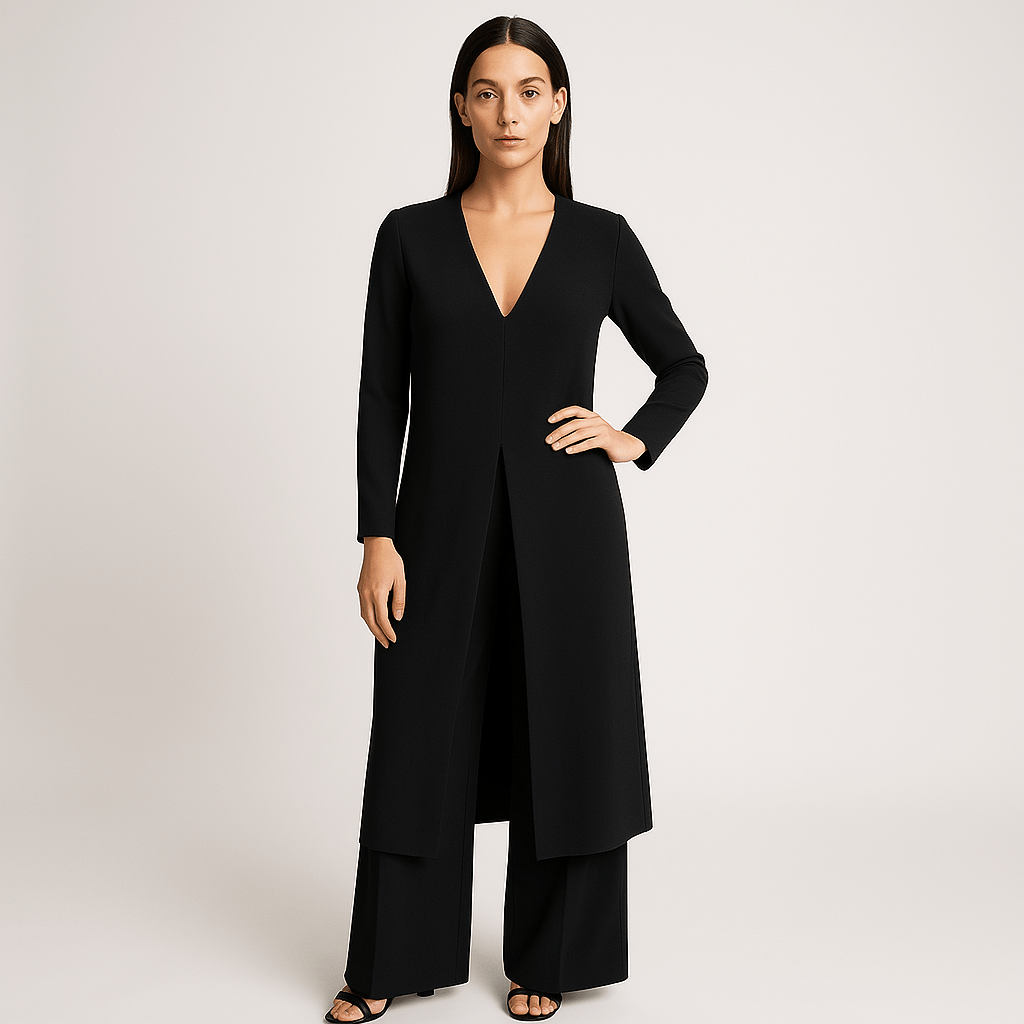 Lavinque Outfit set Noir / S Combinaison Blanche Élégante | Effet Robe Longue | Fluide et Raffinée