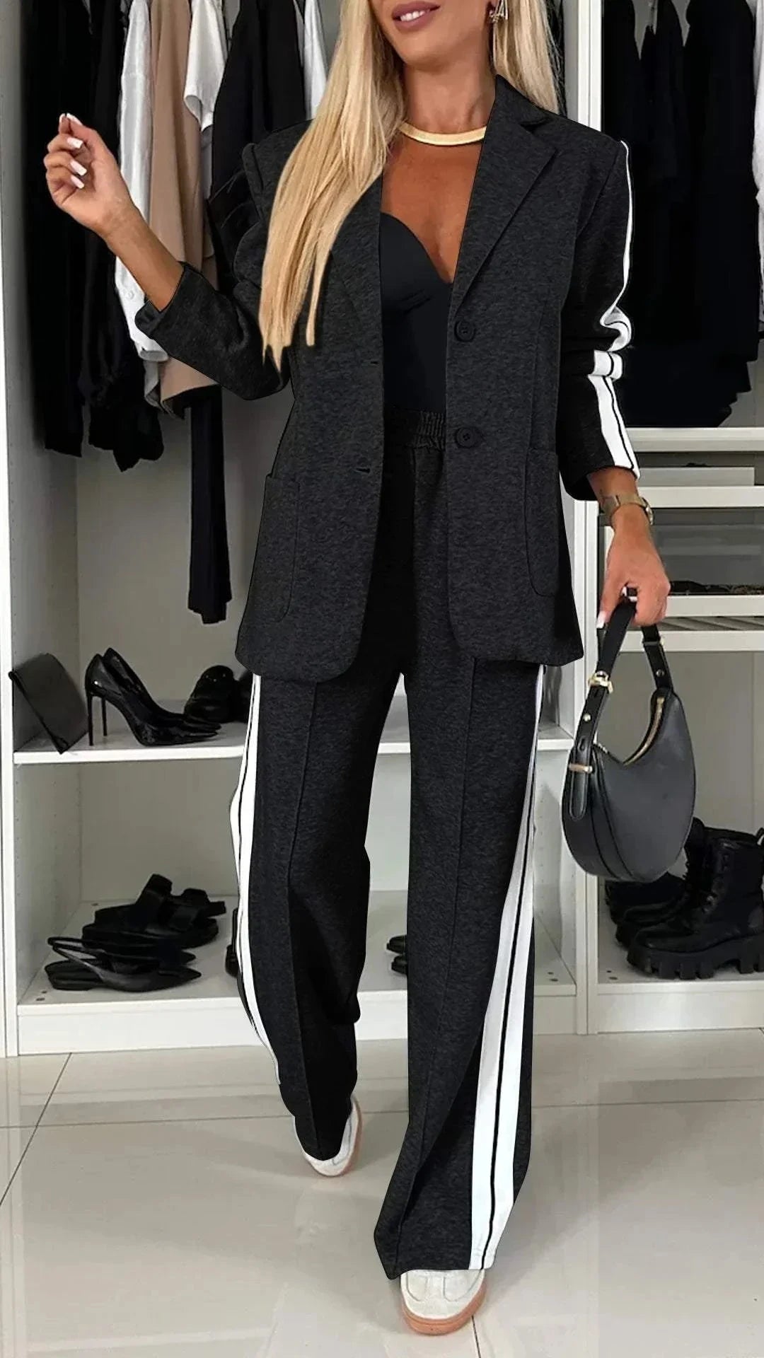 Lavinque outfit set Noir / S Ensemble Blazer et Pantalon Sport Chic | Tendance | Élégance et Confort