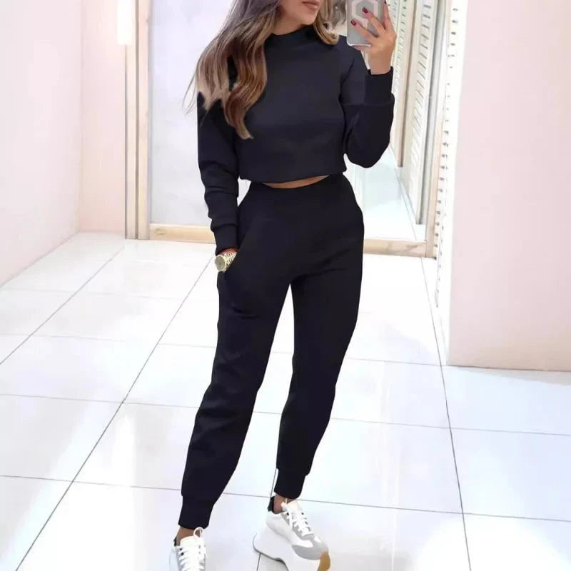 Lavinque outfit set Noir / S Ensemble Crop Sweat & Jogging | Sporty & Tendance | Confort Absolu