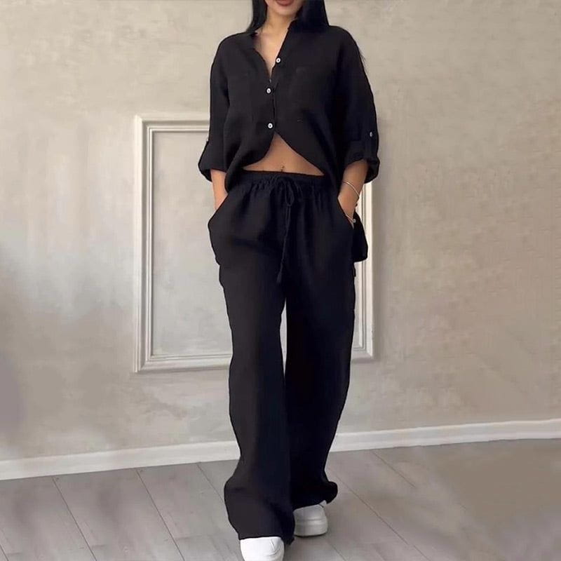 Lavinque outfit set Noir / S Ensemble Lin Chemise et Pantalon | Minimaliste | Léger et Élégant