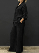 Lavinque outfit set Noir / S Ensemble Lin Décontracté | Vert | Léger et Élégant