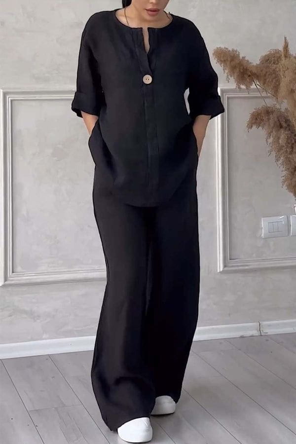 Lavinque outfit set Noir / S Ensemble Lin Deux Pièces | Élégance Décontractée | Léger & Respirant