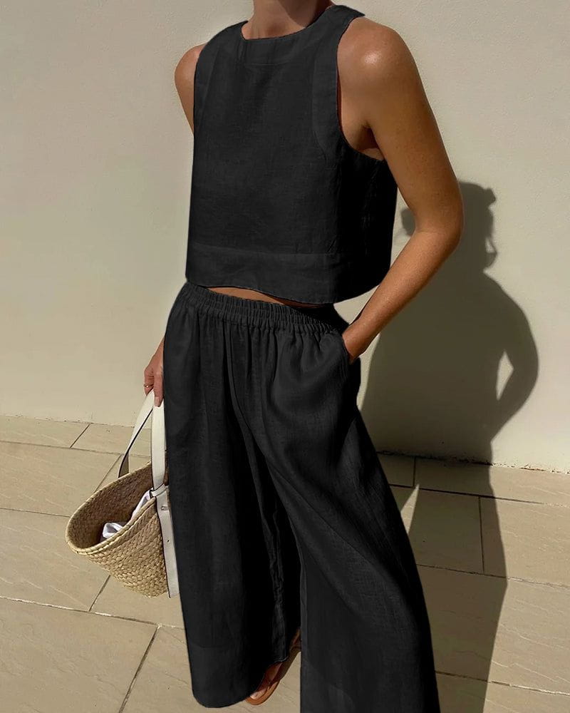 Lavinque outfit set Noir / S Ensemble Lin Deux Pièces | Élégance Minimaliste | Léger & Respirant