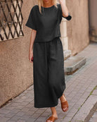 Lavinque outfit set Noir / S Ensemble Lin Femme | Deux Pièces | Confort et Élégance