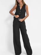 Lavinque outfit set Noir / S Ensemble Lin Gilet et Pantalon Large | Élégant | Léger et Tendance