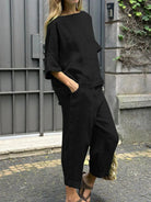 Lavinque outfit set Noir / S Ensemble Lin Oversize | Décontracté | Léger et Élégant